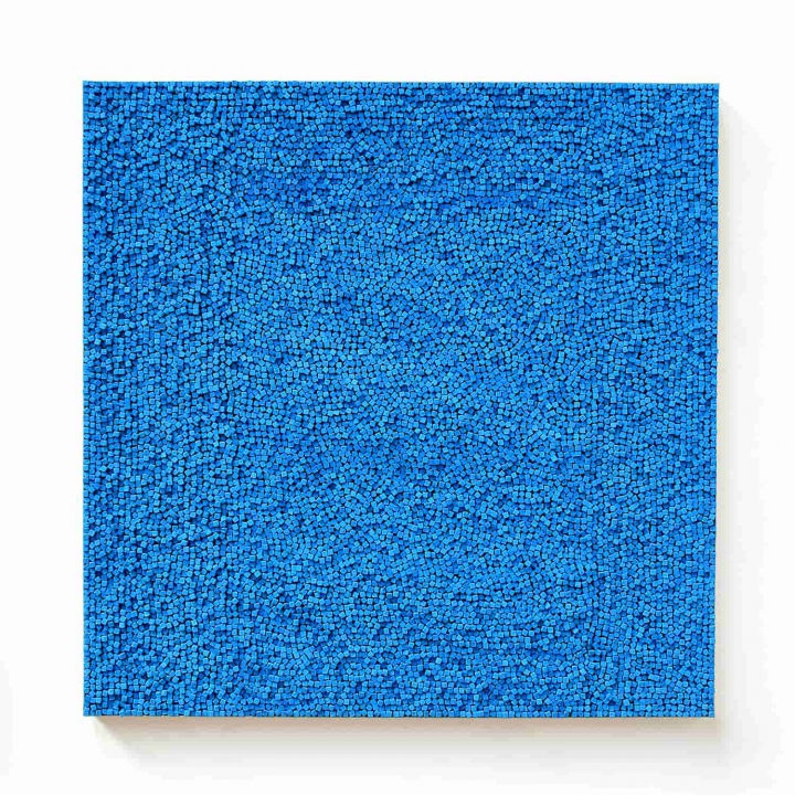 „Blau 33“, blaue Kreide, 150 x 150 cm, 2014