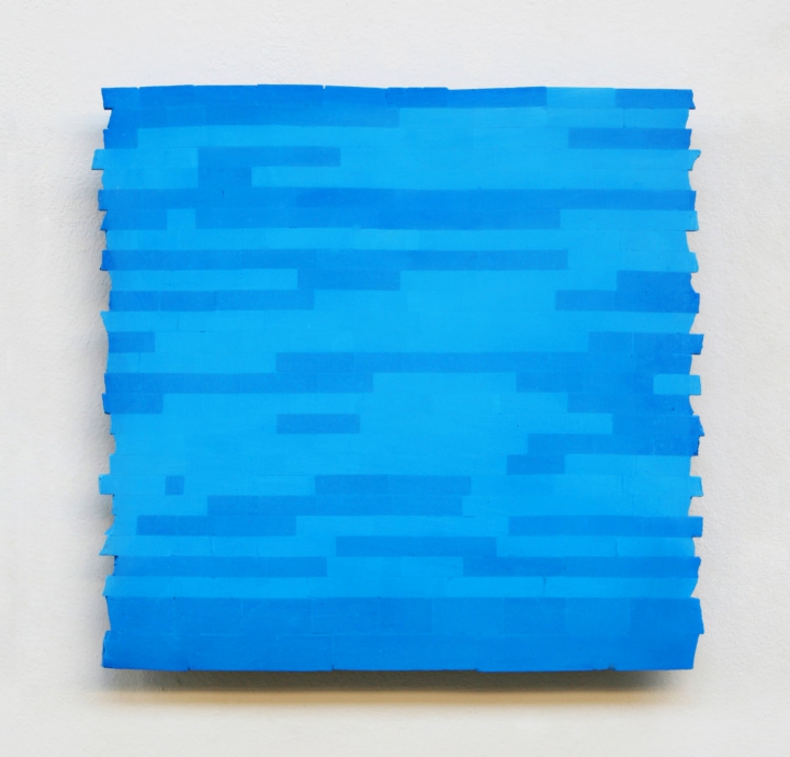 „o. T.“, blaue Kreide, 30 x 30 cm, 2012
