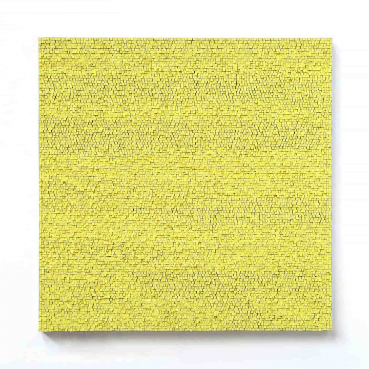 „Yellow V“, gelbe Kreide, 150 x 150 cm, 2017