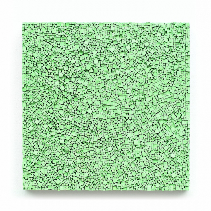 „o. T.“, grüne Kreide, 80 x 80 cm, 2015