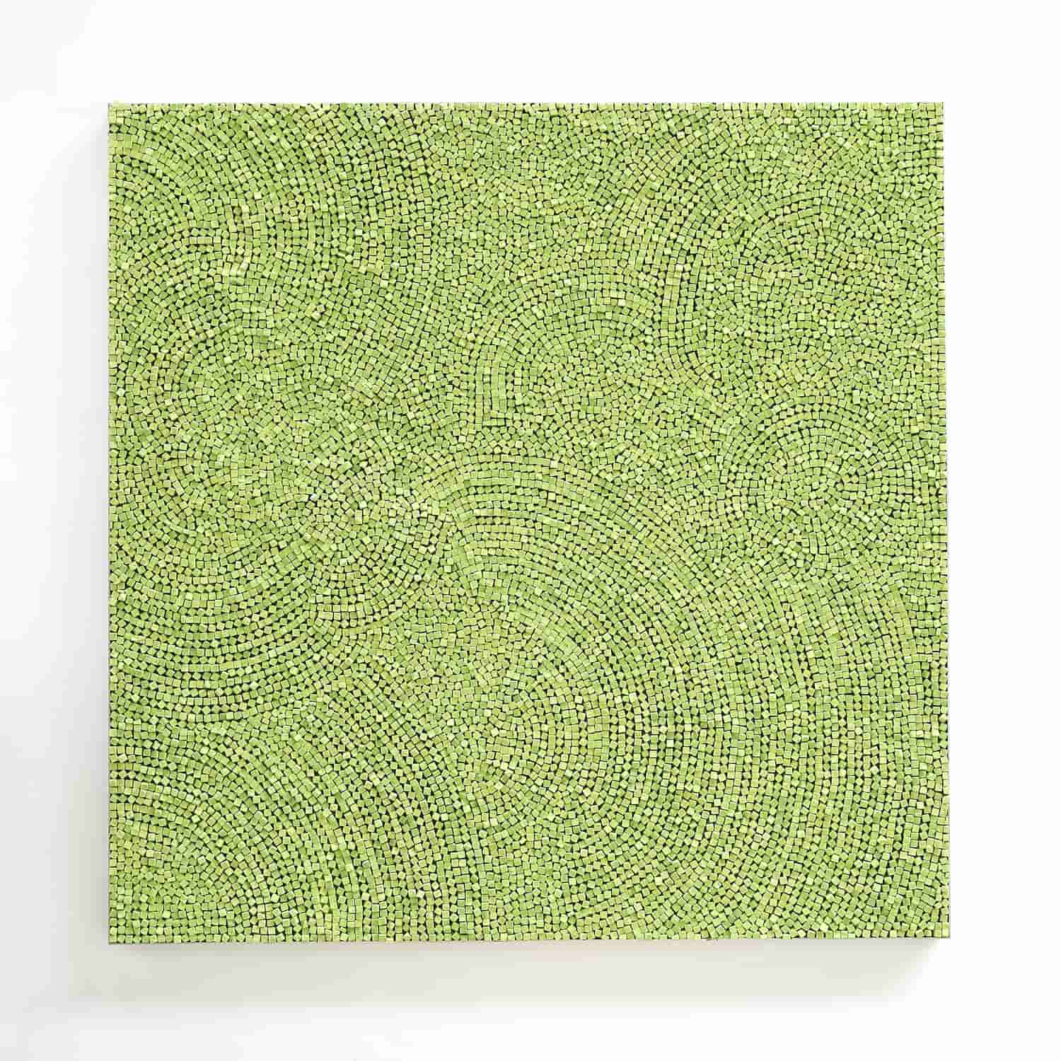 „o. T.“, grüne Kreide, 150 x 150 cm, 2021