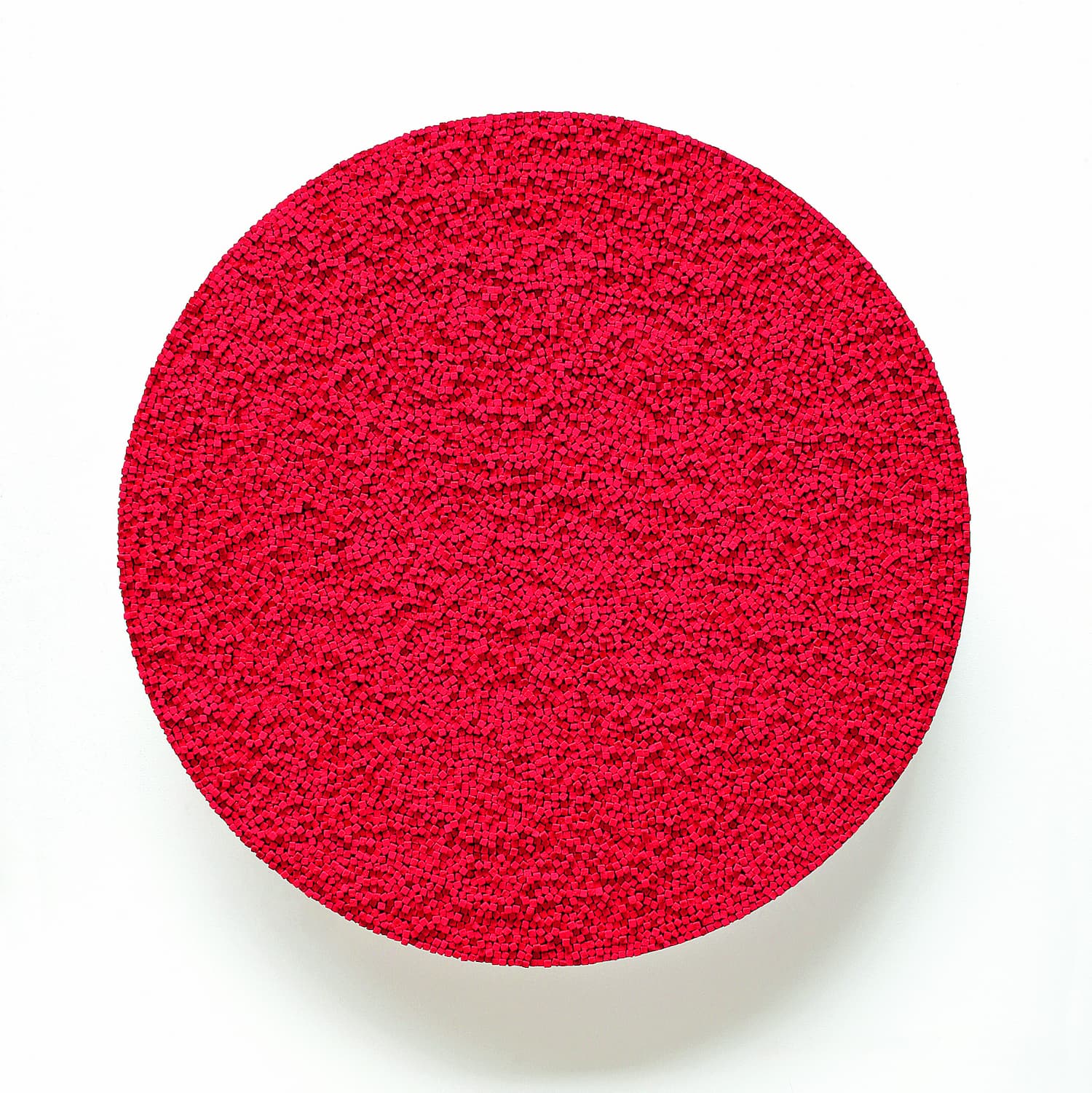 „Tondo rosso“, dunkelrote Kreide, 150 x 150 cm, 2014