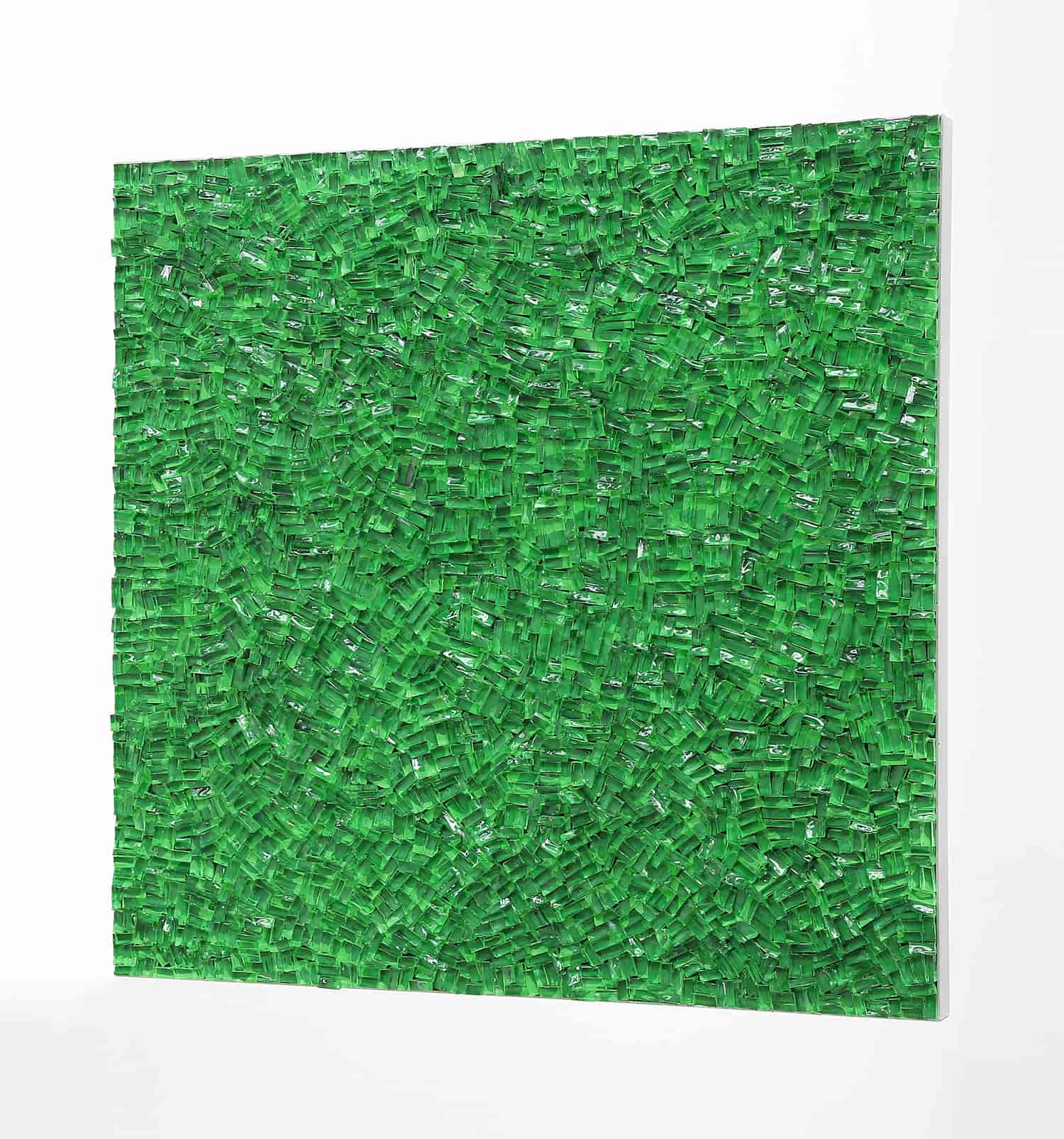 „Grün Cross“, Glas, 100 x 100 cm, 2019