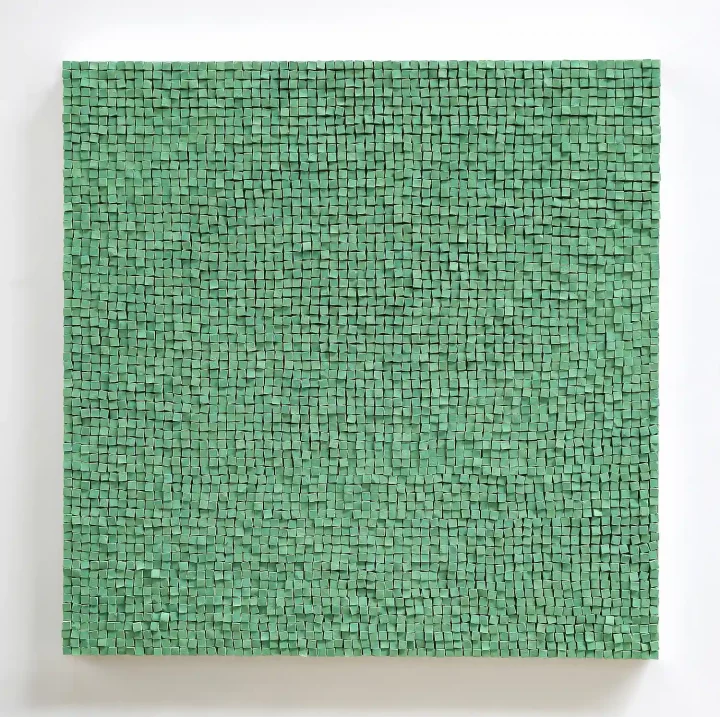 „o.T.“, grüne Kreide, 150 x 150 cm, 2022