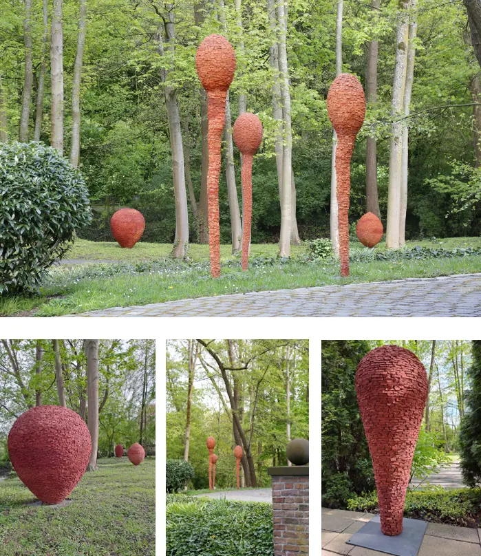 Skulpturen (Ziegelarbeiten aus den Jahren 2006 / 2007) im Skulpturenpark Kunstinitiative Wurzeln und Flügel e.V., Schloss Reuschenberg, 41466 Neuss